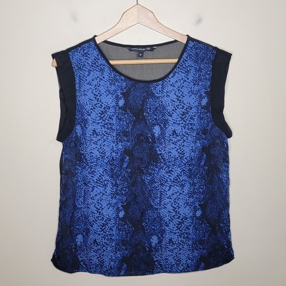 W118 by Walter Baker | Blue Black Snakeskin Print Kaitlyn Blouse Size Medium - Picture 1 of 5